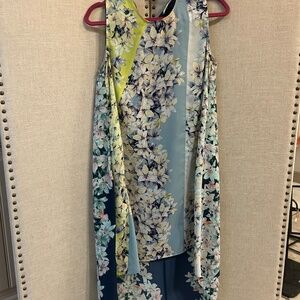 BCBG MaxAzria Blue Floral Hi-Lo Maxi Dress